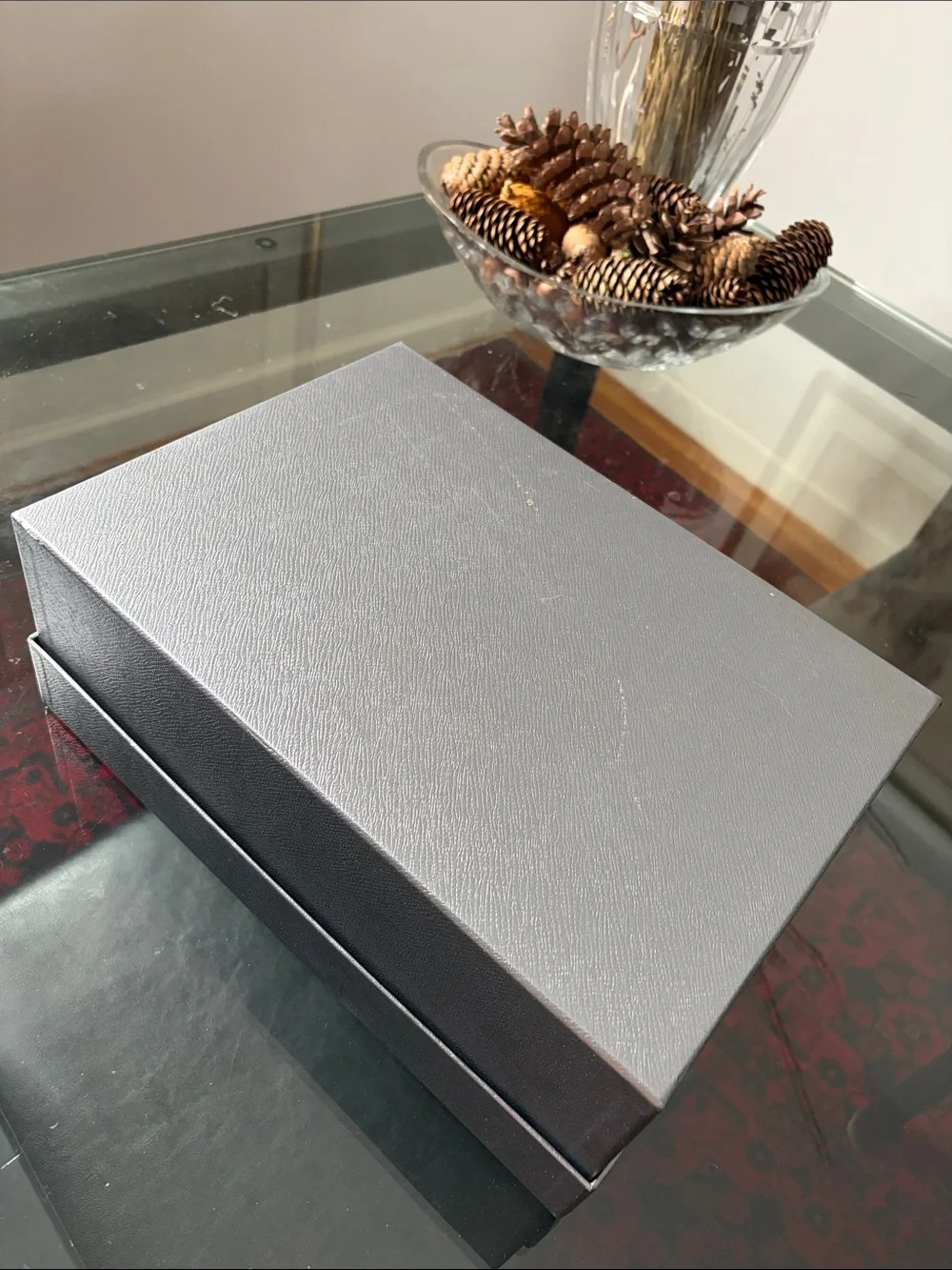 Authentic Prada Branded Box - Gray with Red Stripe 14x9.75x5